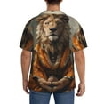 thumbnail image 3 of Fotbe Jungle Meditating Lion Camisa Estampada de Manga Corta para Hombre, Casual de Verano, Estilo Playero, Sin Arrugas-3X-Large, 3 of 5