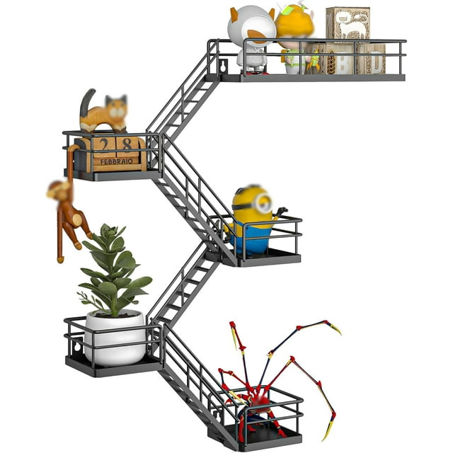 Fire Escape Shelf Metal Fire Escape Wall Shelves with Baskets New York Action Figurine Display Shelf Unique Rustic Floating Decorative Wall Shelves for Any Room
