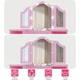 thumbnail image 4 of Geetinfly Kids Vanity Set,2-in-1 Princess Makeup Table with Tri-Folding Mirror,Stool,Touch Lights,Pink, 4 of 6