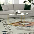 thumbnail image 3 of Evelyn&Zoe Jenson 35" Wide Round Coffee Table with Glass Top, Brass, 3 of 5