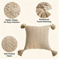 thumbnail image 2 of Tassel Throw Pillow Cover 18 x 18in Boho Decorative Cushion Case, Soft Fringe Pillowcase with Hidden Zipper, Washable Sofa Couch Bed Home Decor, 2 of 8