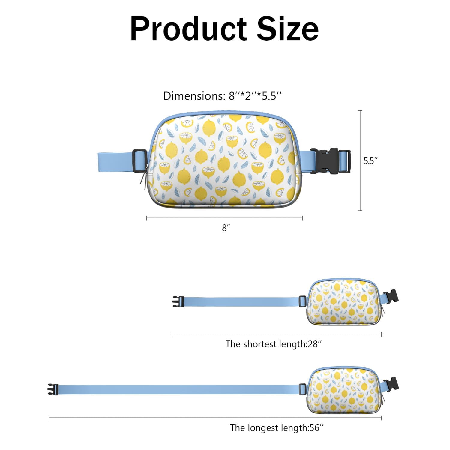 Sunny Lemons Fanny Pack – Retro-Inspired Fruit Belt Bag with Cute Vintage Lemon Pattern