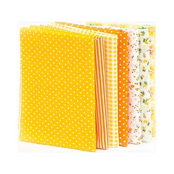 AUQ 14-Piece Floral Print Fat Quarter Bundle - Premium Cotton Quilting Fabric for Sewing,DIY Crafts & Quilting - Assorted Yellow Patterns for Handmade Bags,Patchwork & Home Decor