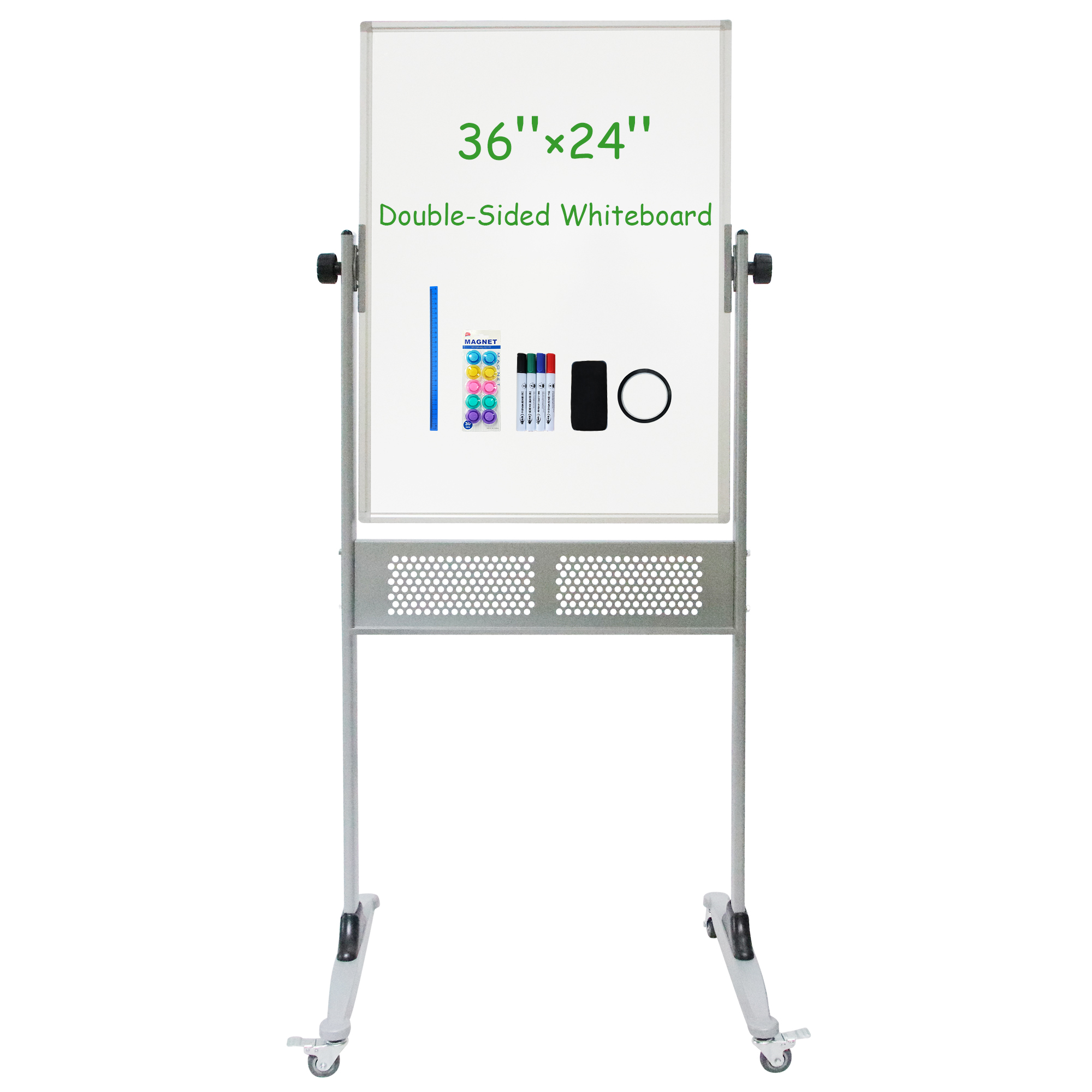 XIWODE DoubleSided Mobile whiteboard, 36" x 24" Rolling Dry Erase