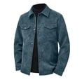 thumbnail image 2 of Raeneomay Men's Suede Button Jacket - Collared Long Sleeve Pocket Top, 2 of 6