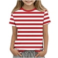 thumbnail image 1 of Zpanxa T Shirts for Girls Solid Color Round Neck Loose Fit Print Pattern Top Polyester Spandex 7-8 Years, 1 of 5