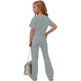thumbnail image 5 of BXJX Girls Outfit Sets, Short Sleeve Holiday 2PC Crew Neck T-Shirts and Flare Pants Sets Gray Size 9-10 T, 5 of 6