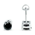 thumbnail image 2 of 4mm Solitaire Screw Back Stud Earring Round Simulated Black CZ Solid 925 Sterling Silver, 2 of 5