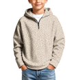 thumbnail image 2 of Boy's Quarter Zip Hoodies Leopard Print Long Sleeve Pullover Tops, 2 of 4