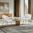 thumbnail image 2 of Yaheetech Velvet Accent Chair with Shell-Shaped Backrest and Gold Metal Legs, White, 2 of 7