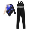 thumbnail image 6 of iiniim Kids Girls Ice Figure Skating Gymnastics Leotard Rhinestones Mesh Patchwork Bodysuit with Sleeveless Vest Royal Blue 12, 6 of 7