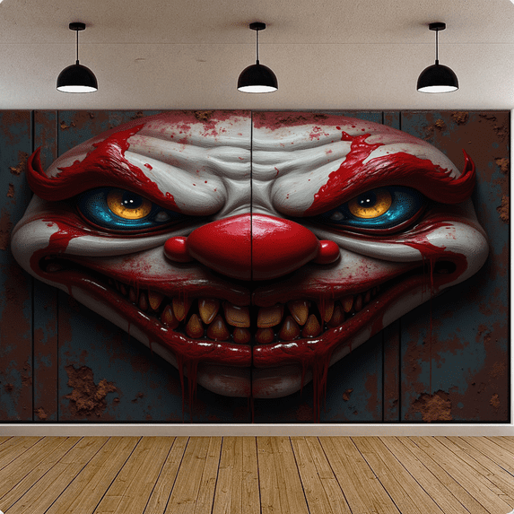 Scary Clown Decoration Horror Face Pumpkin Red Nose for Halloween Party Haunted House Spooky Decoration