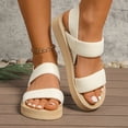 thumbnail image 2 of Rokment Women's Platform Beach Sandals Stylish Simple Comfortale Elastic Band Open Toe Chunky Mid Heel Memory Foam Slingback Walking Dress Summer Shoes C Size 9, 2 of 7