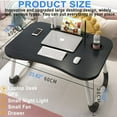 thumbnail image 5 of Laptop Desk，23.6" Portable Lap Table，Folding Breakfast Tray Lap Standing Desk with Storage Drawer & Holders for Cup and Notebook Stand & Reading Lights & Small Fans, 5 of 5