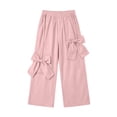 thumbnail image 2 of Teen Girls Parachute Pants Bowknot Wide Leg Elastic High Waist Sweatpants Kids Loose Casual Trousers, 2 of 9