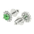 thumbnail image 2 of Clara Pucci 1.18 ct Brilliant Round Cut Halo Studs VVS1 Genuine Conflict free Green Zircon Solid 18K White Gold Designer Everyday Earrings Screw back, 2 of 5