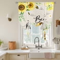 thumbnail image 2 of Tie Up Curtains for Windows Sunflower Bee Kind Valance Adjustable Balloon Curtain Watercolor Floral Green Leaves Linen Tie Up Shades for Kitchen Living Room Bedroom Privacy Curtain Drape 34x45 Inch, 2 of 9