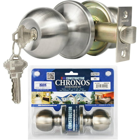Constructor Chronos Entry Door Knob Handle Lock Set Stainless Steel (Best Home Door Locks)