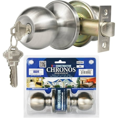 Kabob Set - Constructor Chronos Entry Door Knob Handle Lock Set Stainless Steel Finish