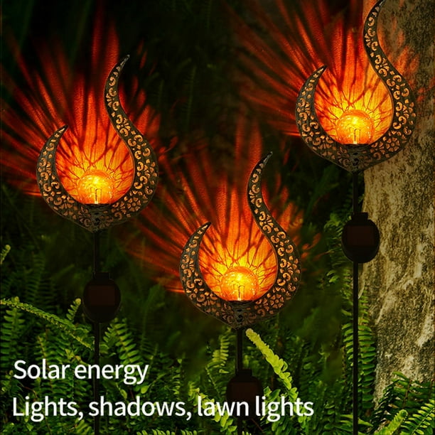 2 Packs Solar Energy Flame Lamps Visual Shadow Intelligent Light Sensor Outdoor Waterproof Lawn Light