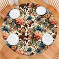 thumbnail image 2 of Pioneer Flower Floral Print Pattern Round Fitted Tablecloth with Elastic Edge,Dining Table Cover Waterproof,Outdoor Round Tablecloth for Camping,Dining,Indoor and Outdoor, 2 of 7