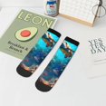 thumbnail image 5 of Salouo Underwater Fish Turtle Pattern Unisex Middle Tube Socks,Middle-Finger Knee High Socks Over The Calf Tube Stocking Crew Stockings for Women and Men Tube Socks, 5 of 8