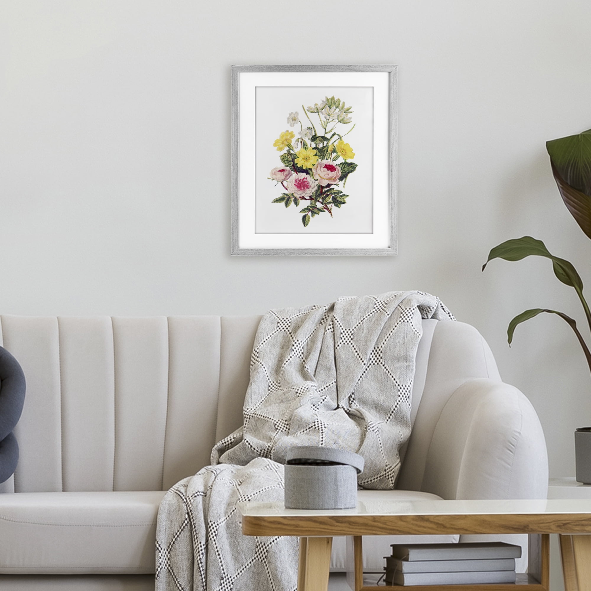 Bushel of Wild Florals Gray Framed Print Under Glass, design by Lettered and Lined