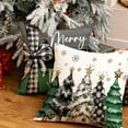 thumbnail image 6 of Christmas Throw Pillow Covers 18 x 18 Inch Set of 4, Xmas Trees Merry and Bright Happy Holidays Farmhouse Decorative Cushion Cases for Home Decoration G584-18, 6 of 6