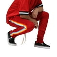 thumbnail image 5 of Ma Croix Mens Thick Rainbow Stripe Zipper Pants Thick Striped Skinny Fit Elastic Athletic Training Bottom, 5 of 6