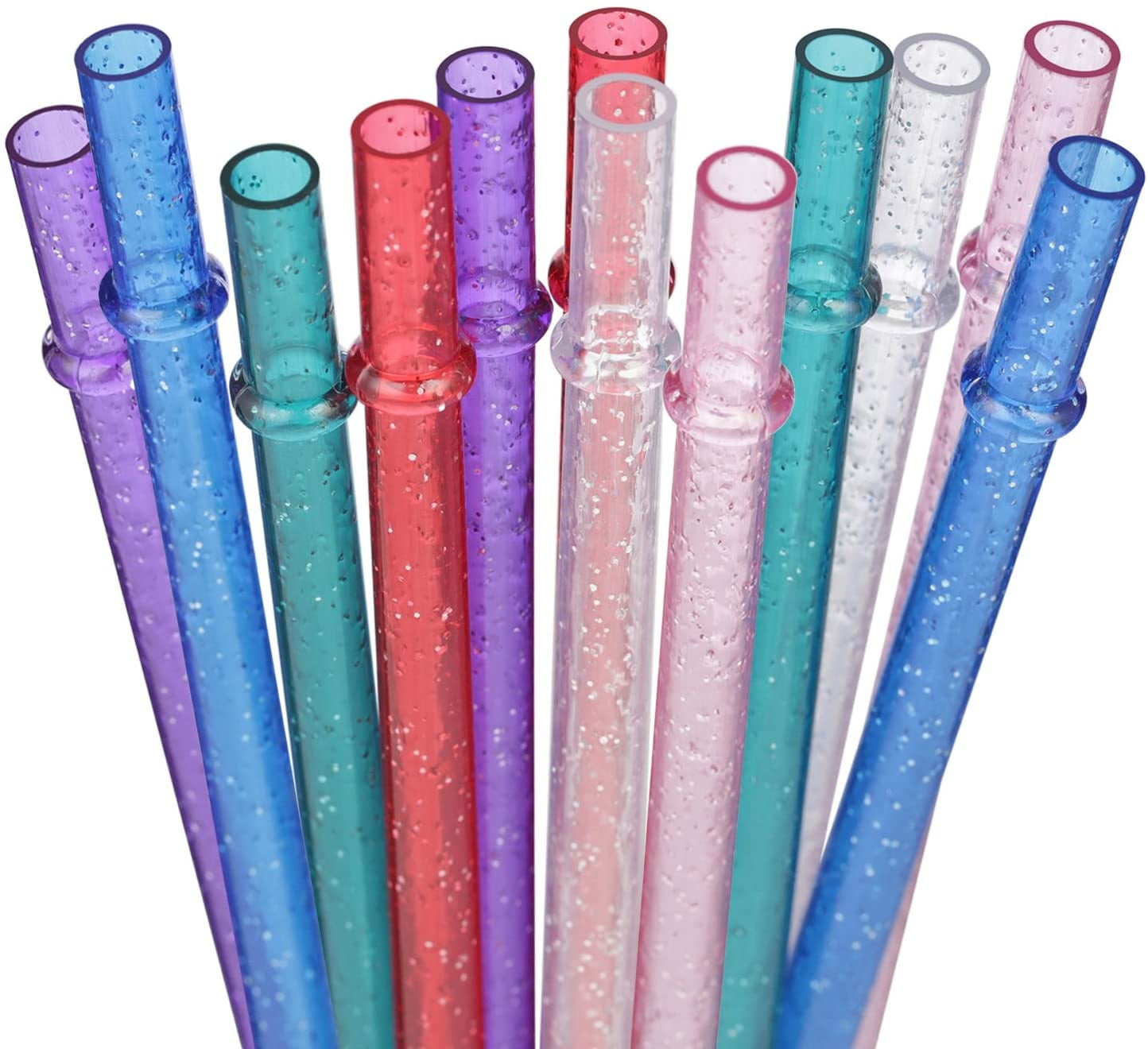 9inch, 6color Dakoufish 12 Piece 9 Inch Reusable Plastic Thick Drinking Straws Mason Jar Straws Plain Color 