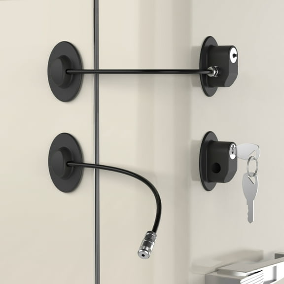 2 Pack Refrigerator Door Locks with 4 Keys File Drawer Lock Child Safety Cabinet Locks Black