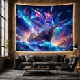 thumbnail image 6 of Sailing Ship and Celestial Portal Tapestry Wall Hanging, 6 of 7