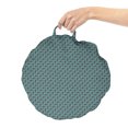 thumbnail image 2 of Abstract Round Floor Cushion with Handle, Rhythmic Motifs of Small Intricate Triangles in Grunge Tones Pattern, Pillow for Living Room & Dorms, 18" Round, Dark Cadet Blue and Grey, by Ambesonne, 2 of 4