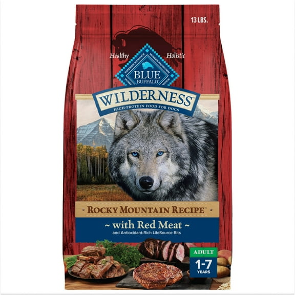 Blue Buffalo Wilderness Rocky Mountain Recipe Dry Dog Food, Red Meat & Grains, 13-lb.