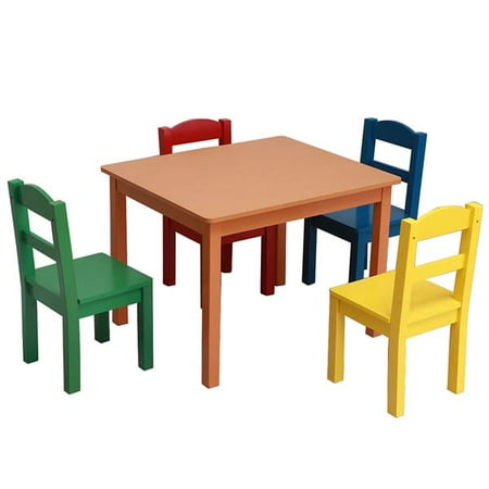 Tebru Table Desk Ser Children Desk Kids Wood Table 4 Chairs