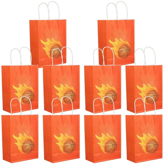 Niceauty Orange Basketball Party Bags Reusable Large Capacity Paper 10Pcs