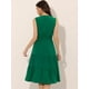thumbnail image 3 of Vestido de verano con inserción de encaje para mujer, informal, con cuello en V, sin mangas, con gradas, sin mangas Verde XS, 3 of 6