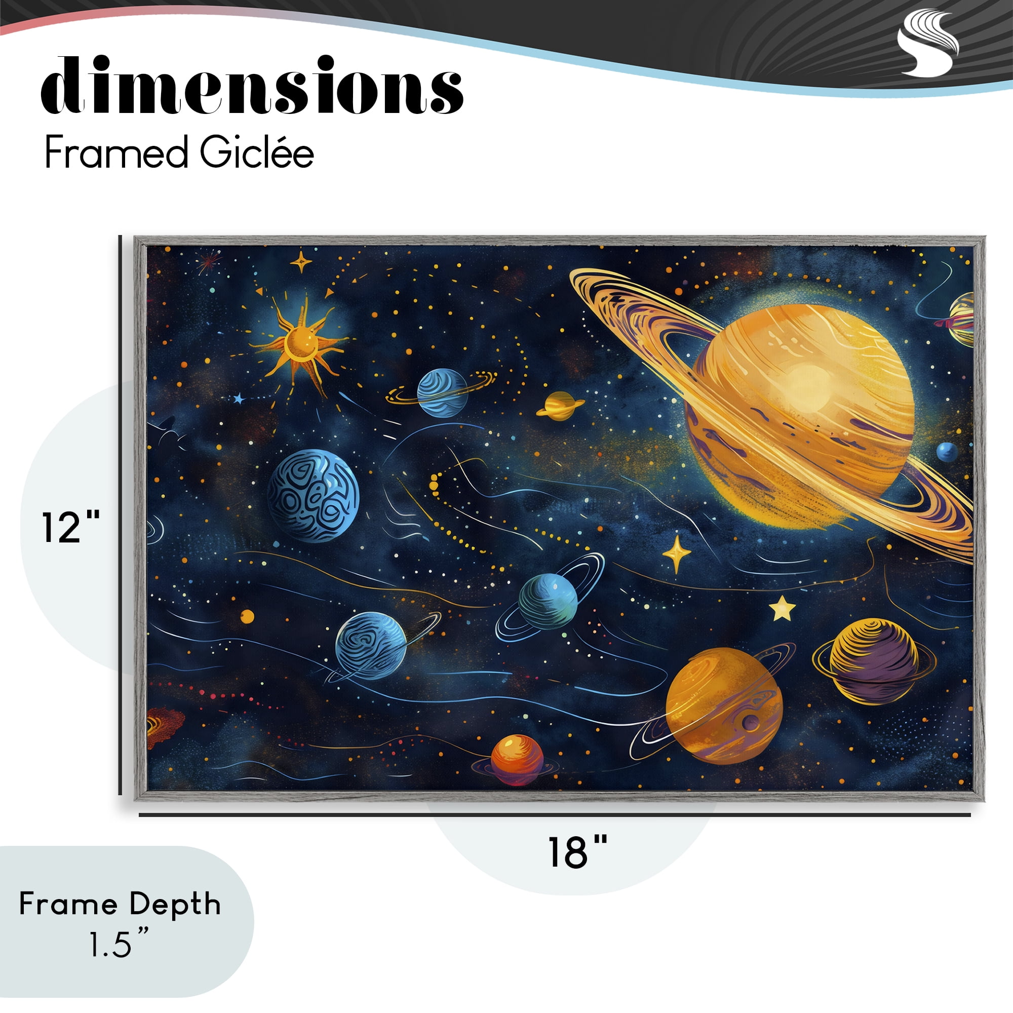 Stupell Industries Two Suns Galaxy Scene Gray Framed Giclee Art, design by Creative Studio