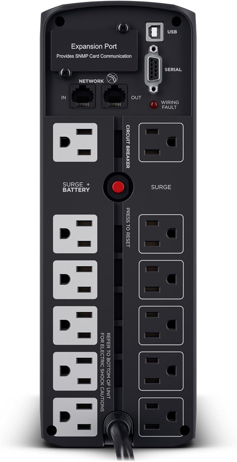 CyberPower CP1500PFCLCD 1500VA/1000W Pure Sine Wave UPS Battery Backup, PFC Compatible, 12 Outlets, AVR Mini Tower
