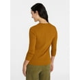 thumbnail image 4 of Time and Tru Women's Ribbed Henley with Long Sleeves, Sizes XS-XXXL, 4 of 6