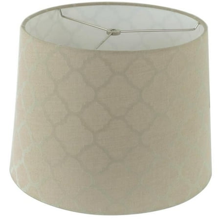 Tan Linen Shade - Design Mode 32-LLSH19683C Ogee Pattern Linen Tan Hardback Empire Shade