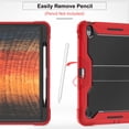 thumbnail image 3 of DWaybox Étui Robuste pour iPad Air 13‐inch (M4) 2026 Modèle A3462, Étui Blindée Antichoc à 3 Couches (Silicone Souple + PC Rigide) avec Béquille et Porte‐crayon -Rouge + Noir, 3 of 4