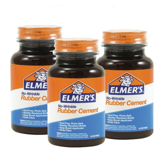 Elmer's E904-BNDL 4 oz. Rubber Cement with Brush Applicator - Dries Clear (3 Each)