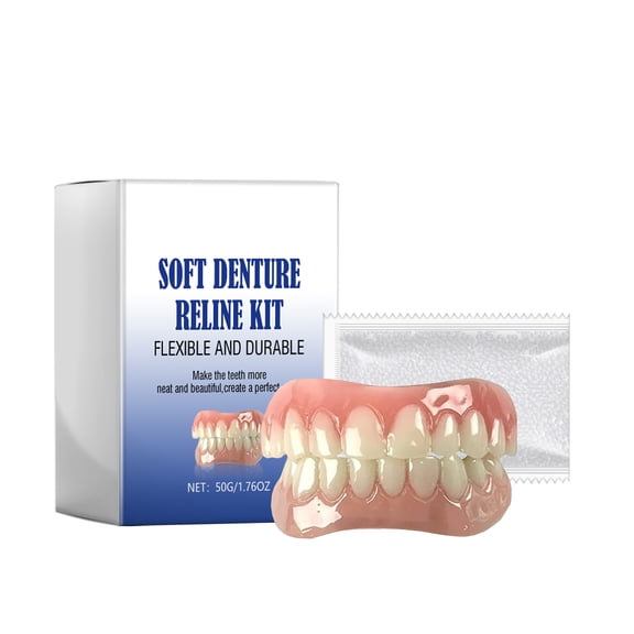 Alvantor Soft Denture Reline Kit with Interdental Fillings and Braces for Upper Lower Teeth