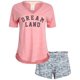 thumbnail image 1 of Conjunto de pijama Lucky Brand, camiseta con estampado drapeado para mujer, 1 of 6