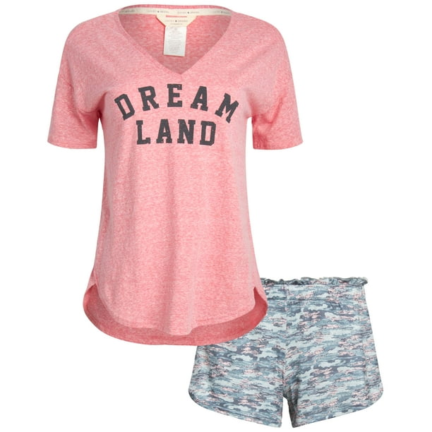 Conjunto de pijama Lucky Brand, camiseta con estampado drapeado para mujer