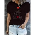 thumbnail image 1 of Women's Casual Cat & Dog Love Balloon Graphic Tee - Comfy Crew Neck Short Sleeve T-Shirt, Perfect for Summer, 1 of 6