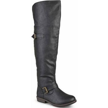 Brinley Co. - Women's Wide-Calf Over-the-Knee Buckle Studded Boots ...
