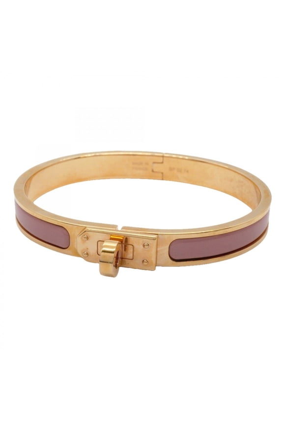 Pre-Owned Hermes Mini Click Kelly Bangle, Gold Plated, Pink, Women's