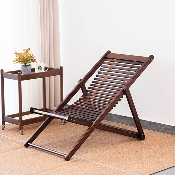 SUSUZI Bamboo Lounge Chair Adjustable Reclining Folding Chair Outdoor Indoor Garden Pool Patio Chair